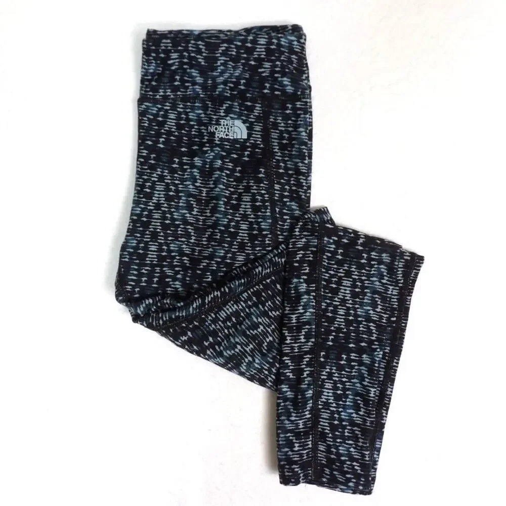 The North Face Womens Medium Blue Black Leggings Activewear‎ Athleisure Abstract